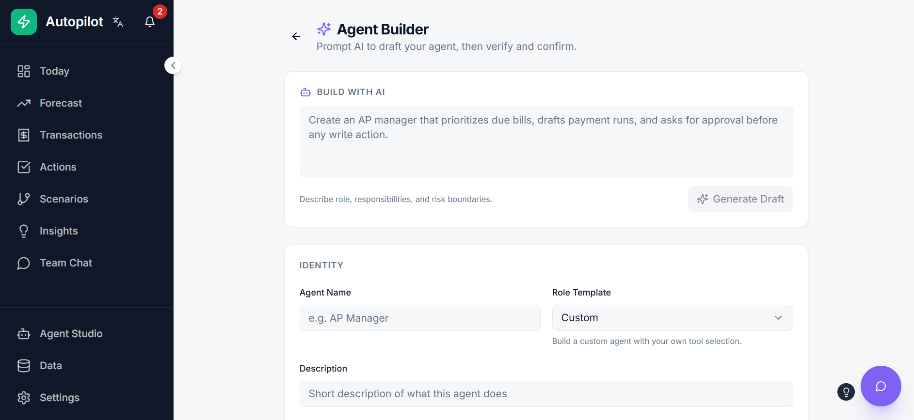 AutoPilot Platform Agent Builder product preview
